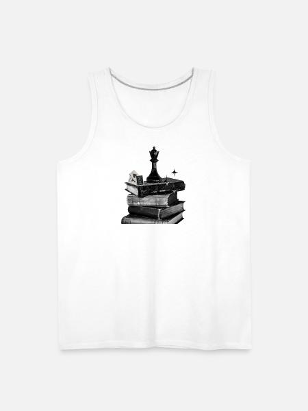 Noir Bookshelf Chess Crown - Men's Premium Tank - white
