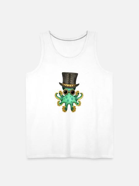Steampunk Green Octopus - Men's Premium Tank - white