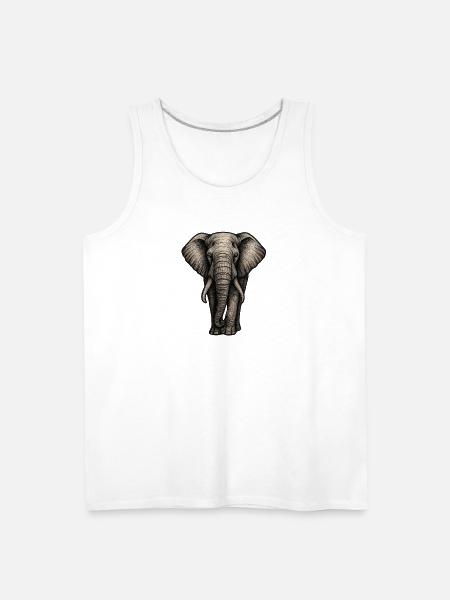Charcoal Elephant Portrait - Men's Premium Tank - white