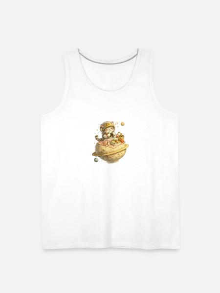 Lunchocat on Moon Cheese - Men's Premium Tank - white