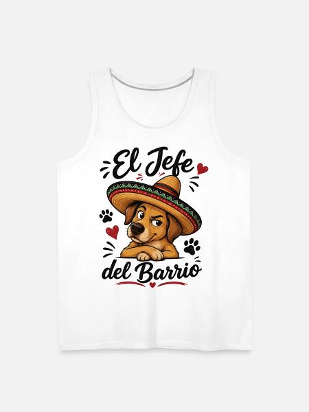 El Jefe del Barrio Dog - Men's Premium Tank - white