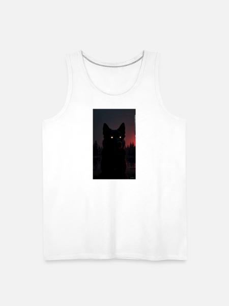 Mysterious Black Wolf at Night - Men's Premium Tank - white