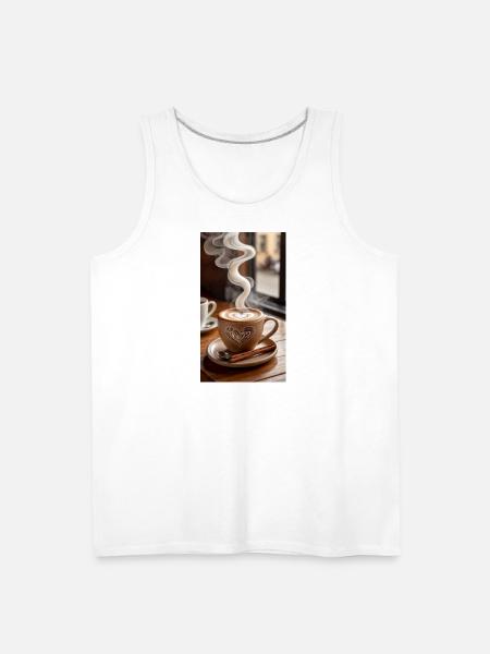 Heart Latte Steam Art - Men's Premium Tank - white