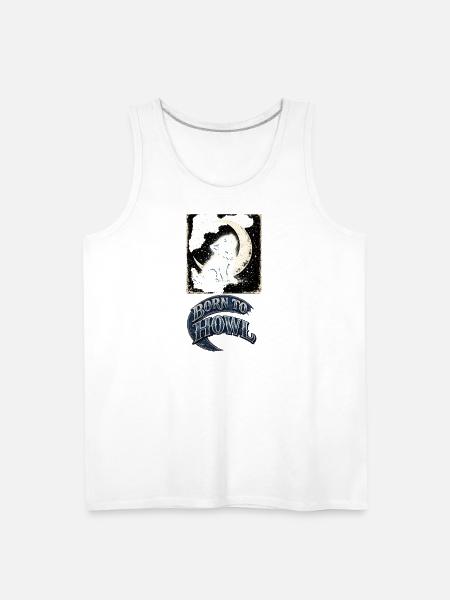 Moonlit Wolf Howl - Men's Premium Tank - white