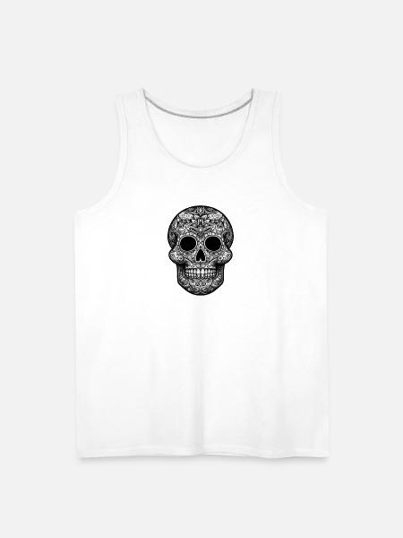 Sugar Skull Art Tee - Men's Premium Tank - white