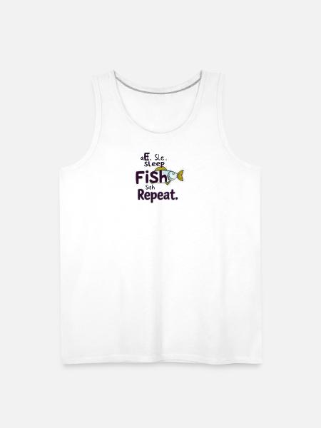 Humorous Fish Sleep Repeat Design - Men's Premium Tank - white