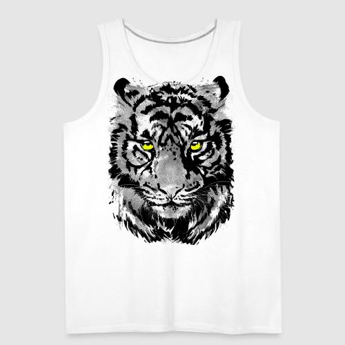 Gray Tiger Head Drawing - Black and white Tiger - Men's Premium Tank