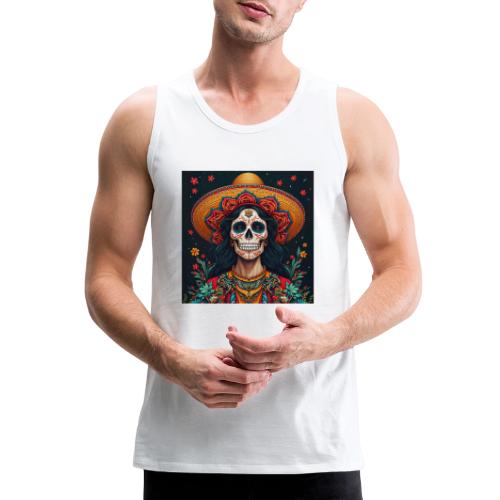 Charra Skull Art | Traditional Mexican Design - Men's Premium Tank