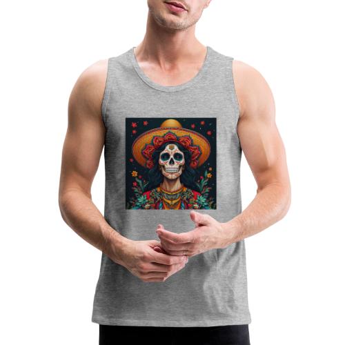 Charra Skull Art | Traditional Mexican Design - Men's Premium Tank