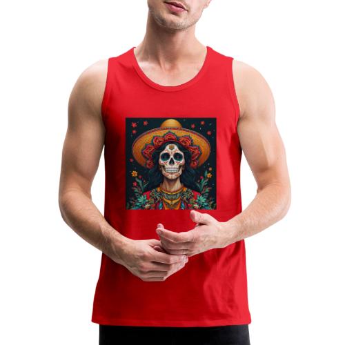 Charra Skull Art | Traditional Mexican Design - Men's Premium Tank