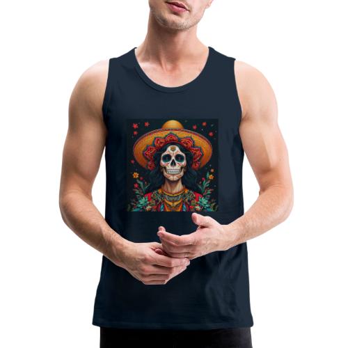 Charra Skull Art | Traditional Mexican Design - Men's Premium Tank