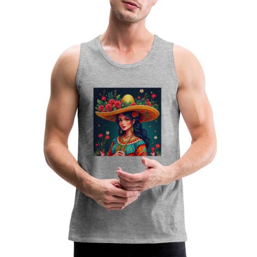 Mexican Design, Regional Mexican Charro Woman - Men's Premium Tank