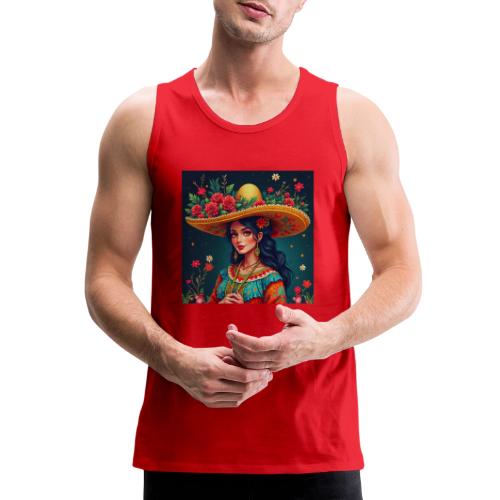 Mexican Design, Regional Mexican Charro Woman - Men's Premium Tank