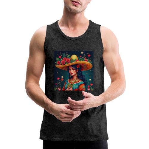 Mexican Design, Regional Mexican Charro Woman - Men's Premium Tank