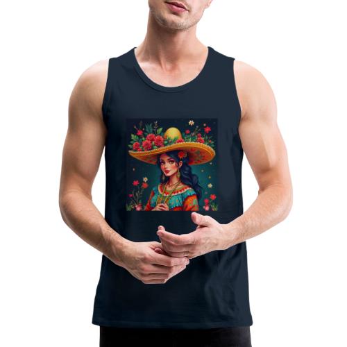 Mexican Design, Regional Mexican Charro Woman - Men's Premium Tank