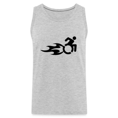 Fast wheelchair user with flames # - Men's Premium Tank