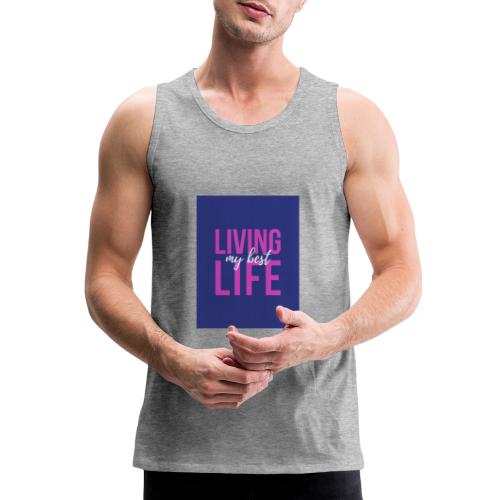 Pink and Purple Bold Life Typography T Shirt - Men's Premium Tank