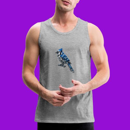 Silver Blue Jay on Perch + Flight Stages 2-print - Men's Premium Tank