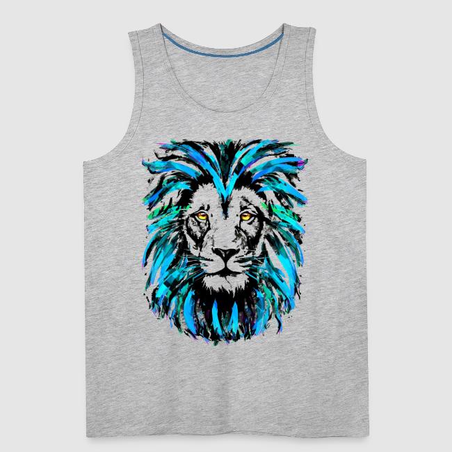Blue Lion Head Portrait Illustration - Zodiac Leo