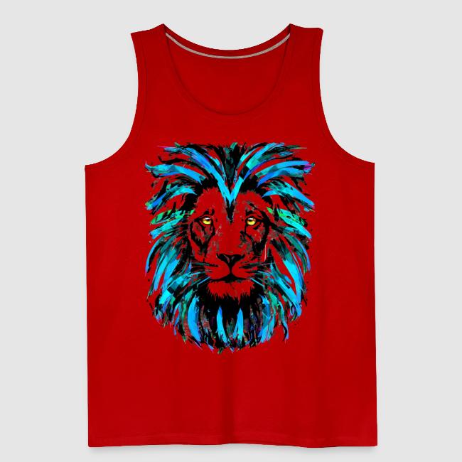 Blue Lion Head Portrait Illustration - Zodiac Leo
