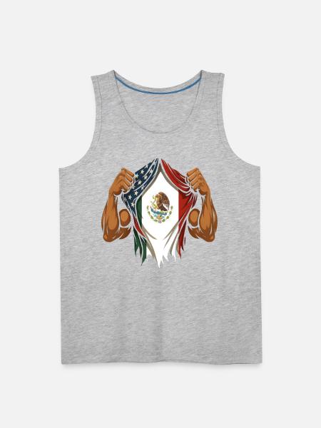 Mexican American Flag Mexican Roots - Men's Premium Tank - heather gray