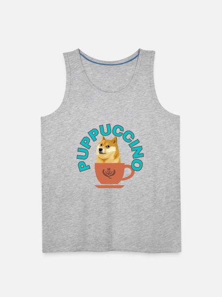 PUPPUCCINO, FUNNY COFFEE DOG - Men's Premium Tank - heather gray