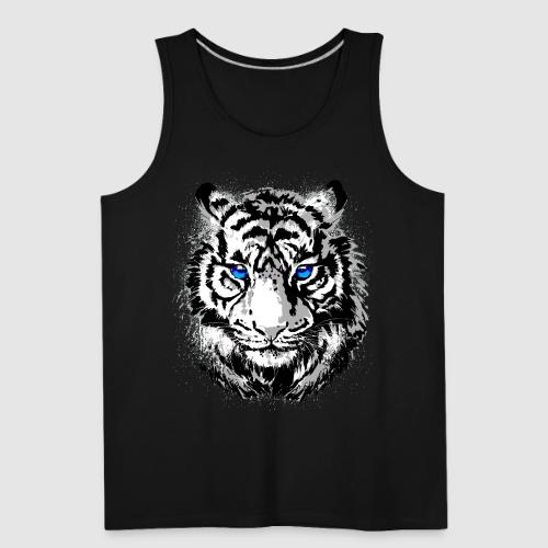 White Tiger Head Portrait - Wildlife Big Cats - Men's Premium Tank