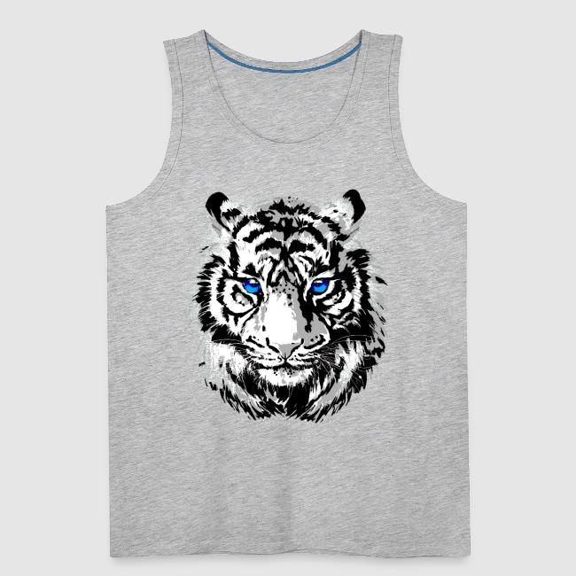 White Tiger Head Portrait - Wildlife Big Cats