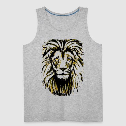 Yellow Lion Head Portrait Drawing - Lion Face - Men's Premium Tank