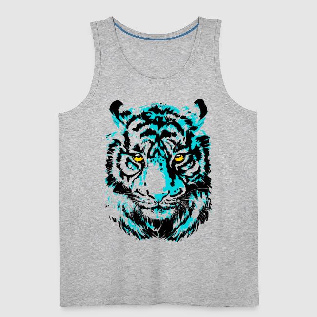 Artistic Tiger Head Portrait Drawing - Turquoise
