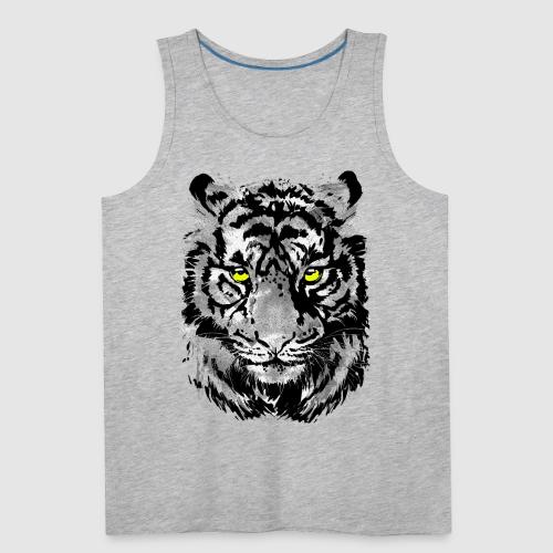 Gray Tiger Head Drawing - Black and white Tiger - Men's Premium Tank