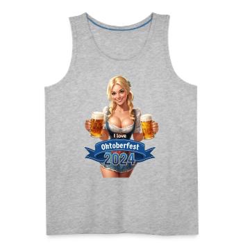 I love Oktoberfest 2024 - the Bavarian dream girl - Men's Premium Tank - heather gray - Front