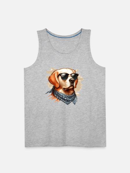 Golden Retriver Art - Men's Premium Tank - heather gray