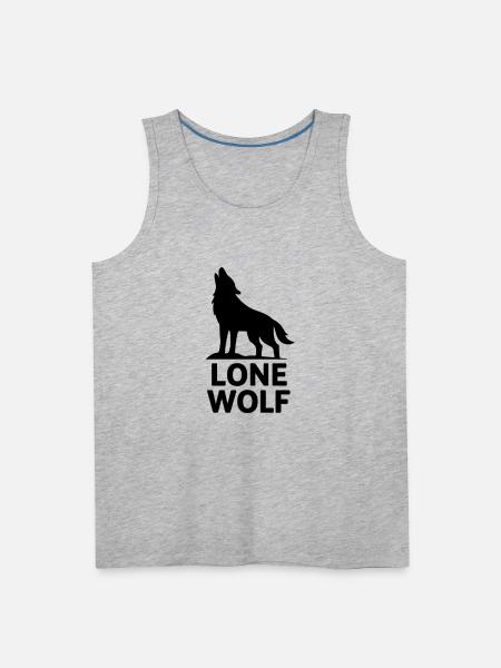 Lone Wolf Howling Silhouette - Men's Premium Tank - heather gray