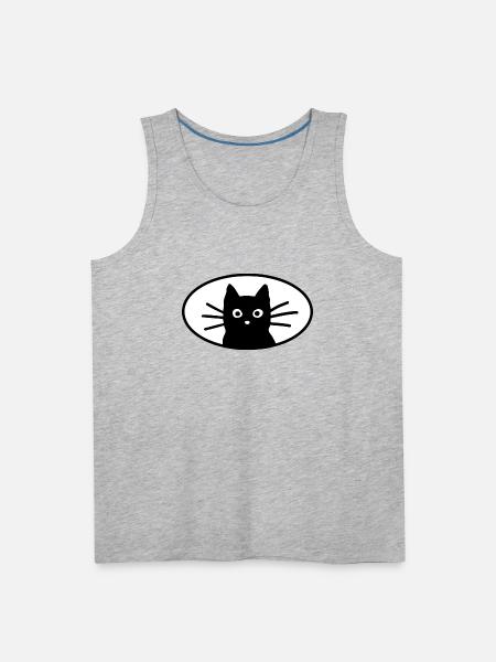 Black Cat Face - Men's Premium Tank - heather gray