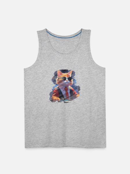 RhythmStroke Kitty T-Shirt - Men's Premium Tank - heather gray