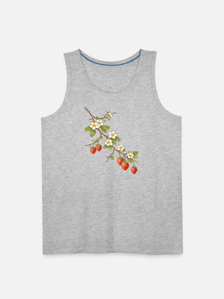 Strawberry Branch with Blossoms Illustration - Men's Premium Tank - heather gray