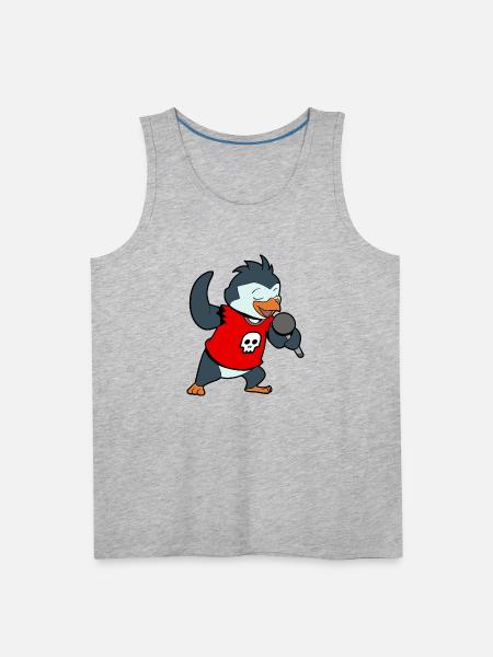 Singing Penguin With Microphone - Men's Premium Tank - heather gray