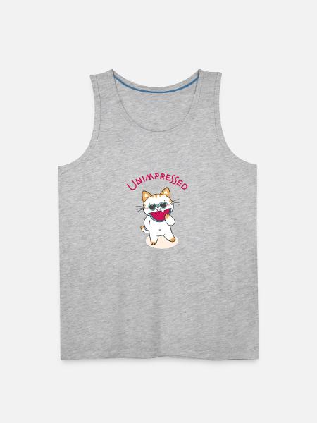 Unimpressed Funny Angry Cat - Men's Premium Tank - heather gray