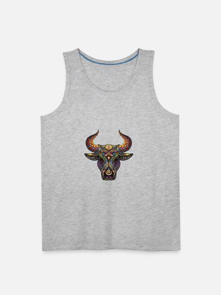 Head bull wildlife animal cow vector image cartoon - Men's Premium Tank - heather gray