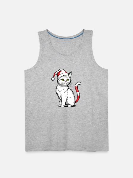 White Christmas Cat - Men's Premium Tank - heather gray