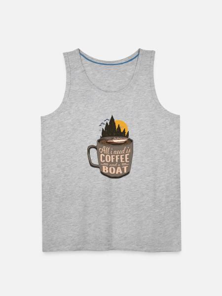 Coffee Motor Boat Cartoon - Men's Premium Tank - heather gray