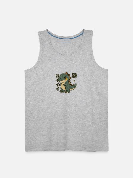 Adorable Dino Japanese - Men's Premium Tank - heather gray