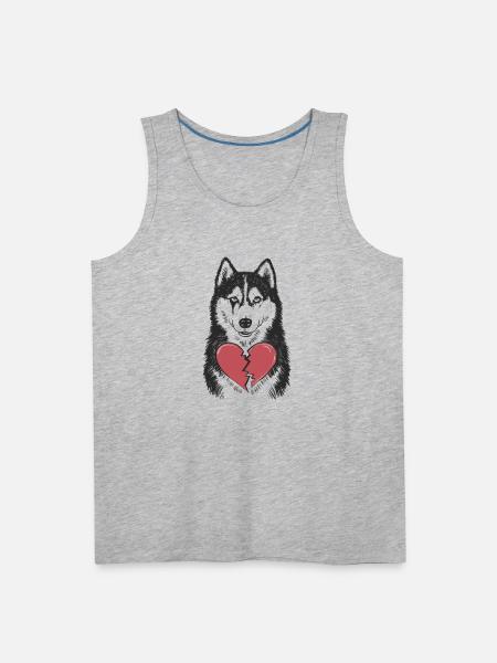 Husky Crying Broken Heart - Men's Premium Tank - heather gray