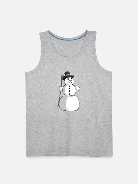 Snowman holding broom - Men's Premium Tank - heather gray