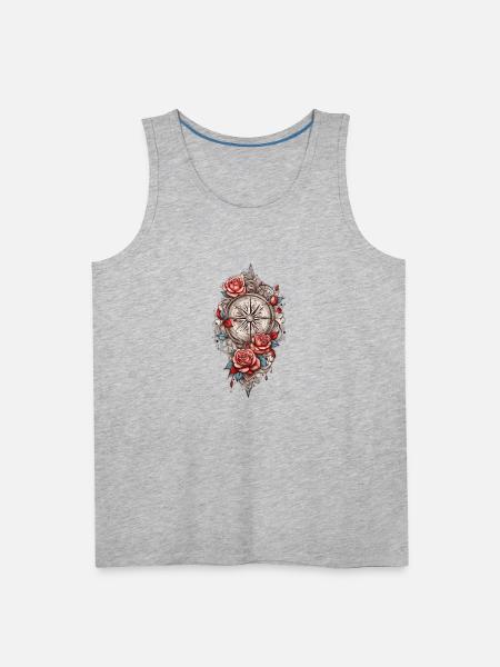 Rose Compass Elegance Collection - Men's Premium Tank - heather gray