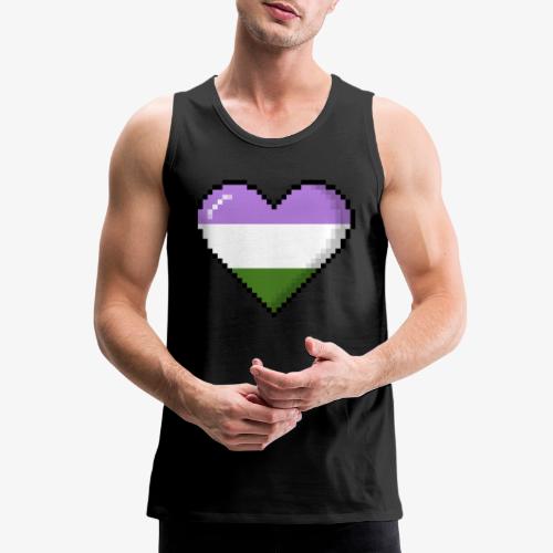 Genderqueer Pride 8Bit Pixel Heart - Men's Premium Tank