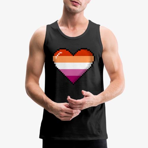 Lesbian Pride 8Bit Pixel Heart - Men's Premium Tank