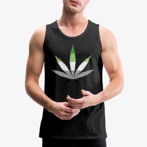 Distressed Aromantic Pride Flag Marijuana Pot Leaf - Men's Premium Tank