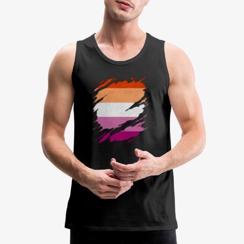 Lesbian Pride Flag Ripped Reveal - Men's Premium Tank